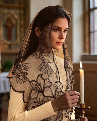 Bozidol Mantilla Veils for Church Catholic, Christian Cross and Lily Chapel Veil, Latin Mass Prayer Head Coverings for Women in Saudi Arabia