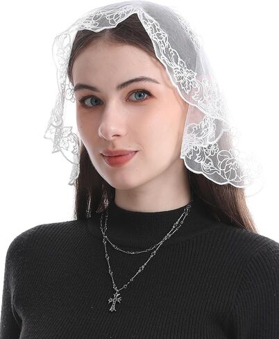 Bozidol Catholic Veils for Women Church: Small D-Shaped Camellia and Our Lady of Guadalupe Lace Veil, Latin Mass Head Cover in Saudi Arabia