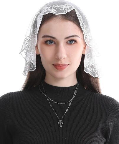 Bozidol Catholic Veils for Women Church: Small D-Shaped Camellia and Our Lady of Guadalupe Lace Veil, Latin Mass Head Cover in Saudi Arabia