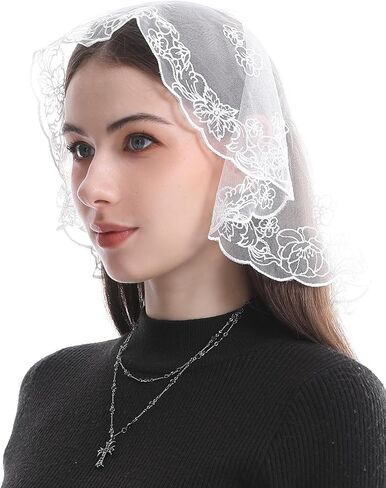 Bozidol Catholic Veils for Women Church: Small D-Shaped Camellia and Our Lady of Guadalupe Lace Veil, Latin Mass Head Cover in Saudi Arabia