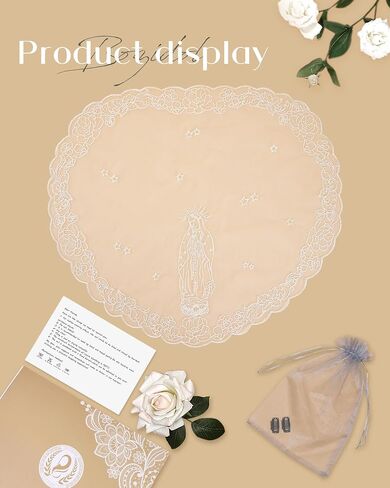 Bozidol Catholic Veils for Women Church: Small D-Shaped Camellia and Our Lady of Guadalupe Lace Veil, Latin Mass Head Cover in Saudi Arabia