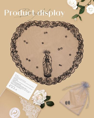 Bozidol Catholic Veils for Women Church: Small D-Shaped Camellia and Our Lady of Guadalupe Lace Veil, Latin Mass Head Cover in Saudi Arabia