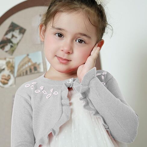Yanmucy Toddler Little Girls Cardigan Long Sleeve Cotton Sweater Toddler Kids Lightweight Knit Button Cover Up for 1-8 Years in Saudi Arabia