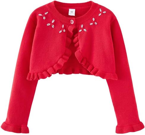 Yanmucy Toddler Little Girls Cardigan Long Sleeve Cotton Sweater Toddler Kids Lightweight Knit Button Cover Up for 1-8 Years in Saudi Arabia