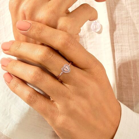 Initial Rings for Girls Teen Girls, White Gold/Rose Gold Plated Initial Rings for Teen Girls Heart Initial Rings for Girls Stackable Rings for Teen Girls Adjustable Rings for Girls Teen Girls Gifts in Kuwait