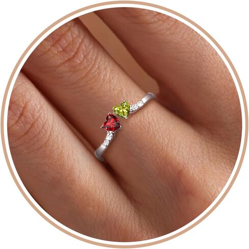 Birthstone Rings for Women Teen Girl Gifts Stacking Gold Rings Non Tarnish 2 Love Heart Birthstone Promise Wedding Mothers Day Anniversary Birthday Gift Jewelry in Saudi Arabia