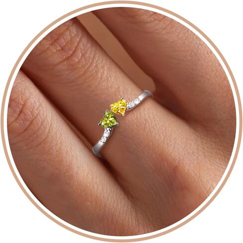Birthstone Rings for Women Teen Girl Gifts Stacking Gold Rings Non Tarnish 2 Love Heart Birthstone Promise Wedding Mothers Day Anniversary Birthday Gift Jewelry in Saudi Arabia