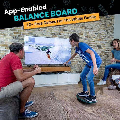New Family Balance Board - 12 Connected Games for Fun, Coordination, and Balance. Professional 13.9" Board with Built-in Bluetooth Motion Sensor, Suitable for Kids & Adults Home Gym Workout Equipment in Saudi Arabia