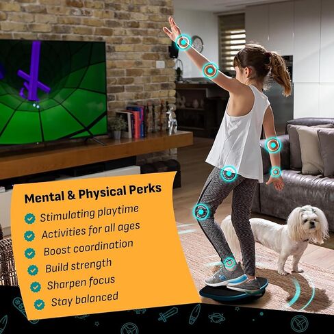 New Family Balance Board - 12 Connected Games for Fun, Coordination, and Balance. Professional 13.9" Board with Built-in Bluetooth Motion Sensor, Suitable for Kids & Adults Home Gym Workout Equipment in Saudi Arabia