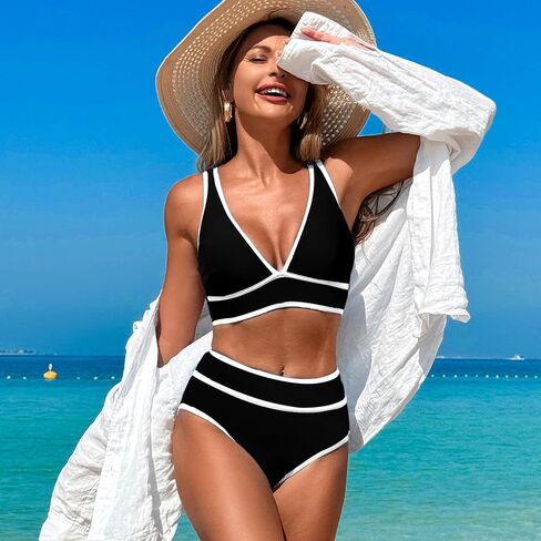 بيكيني عالية الخصر مجموعات المرأة صفيقها من قطعتين in Kuwait