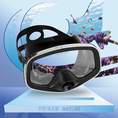 يقتصر على 10000 قطعة من قناع غوص YEUX MER في جميع أنحاء العالم مع صمام تصريف رؤية واسعة مناسب للبالغين للغوص والغوص الحر ونظارات الغطس باللون الذهبي الوردي in Kuwait