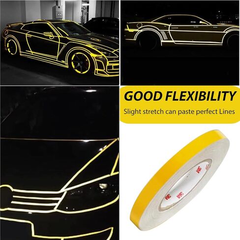 Car Body Reflective Strips Stickers, Flexible Night Red Reflective Tape, 0.39" x 16.4 Ft Reflective Strip Decals, Car Body Modified Decorations, Self-Adhesive Sticker Decal for Cars (Blue) in Saudi Arabia