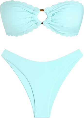 Zaful O Ring Bandeau Bikini مجموعات للنساء مثيرات السباحة بدون حمال in Kuwait