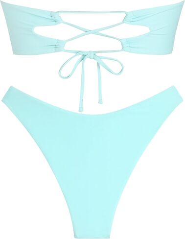 Zaful O Ring Bandeau Bikini مجموعات للنساء مثيرات السباحة بدون حمال in Kuwait