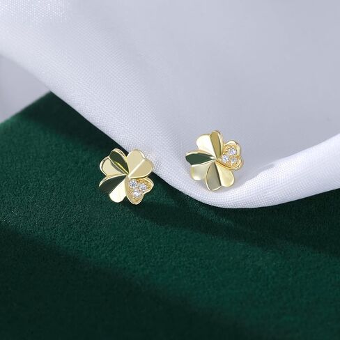 reffeer Solid 925 Sterling Silver Clover Quaring arocks for Women CZ CZ Clover Stud أقراط شامروك الربيع in Saudi Arabia
