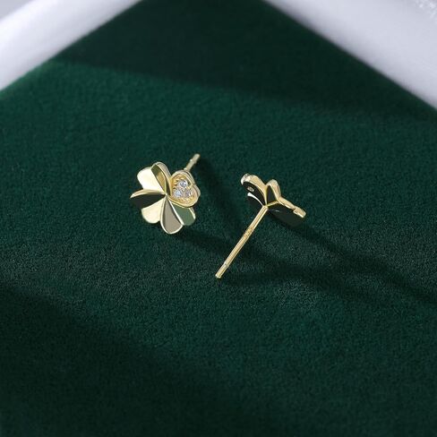 reffeer Solid 925 Sterling Silver Clover Quaring arocks for Women CZ CZ Clover Stud أقراط شامروك الربيع in Saudi Arabia