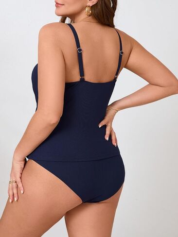 Beautife Womens Plus Size Tankini Swimsuits التحكم البطن تغطية كاملة بدلات استحمام من قطعتين مع قاع عالية الخصر in Kuwait