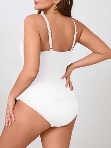 Beautife Womens Plus Size Tankini Swimsuits التحكم البطن تغطية كاملة بدلات استحمام من قطعتين مع قاع عالية الخصر in Kuwait