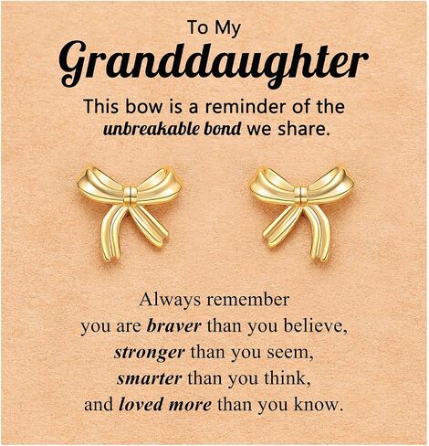 UPROMI Hypoallergenic Gold/Silver Bow Earrings Granddaughter, Birthday Christmas Valentines Day Gifts in Saudi Arabia