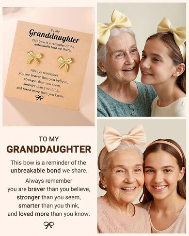 UPROMI Hypoallergenic Gold/Silver Bow Earrings Granddaughter, Birthday Christmas Valentines Day Gifts in Saudi Arabia