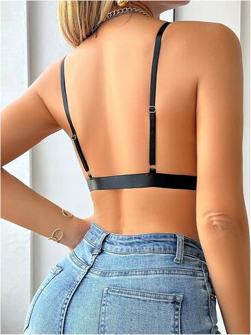SOLY HUX Women's Front Closure Lace Bralettes Wireless Cutout Deep V Triangle Bras in Kuwait