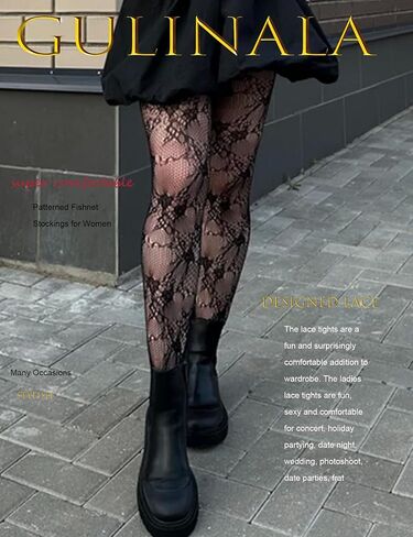 Womens Patterned Lace Tights Floral Fishnet Lace Stockings Designed Pantyhose Leggings in Saudi Arabia