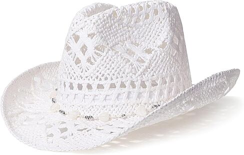 Straw Cowboy Hats for Women Men Western Cowgirl Hats with Shapeable Brim Woven Hollow Out Unisex Beach Roll Up Caps in Saudi Arabia
