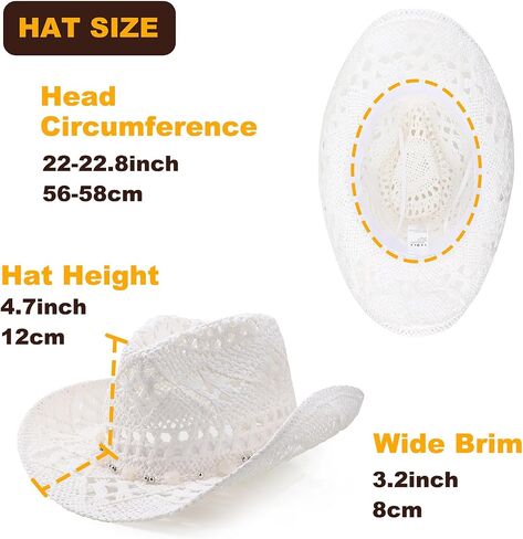 Straw Cowboy Hats for Women Men Western Cowgirl Hats with Shapeable Brim Woven Hollow Out Unisex Beach Roll Up Caps in Saudi Arabia