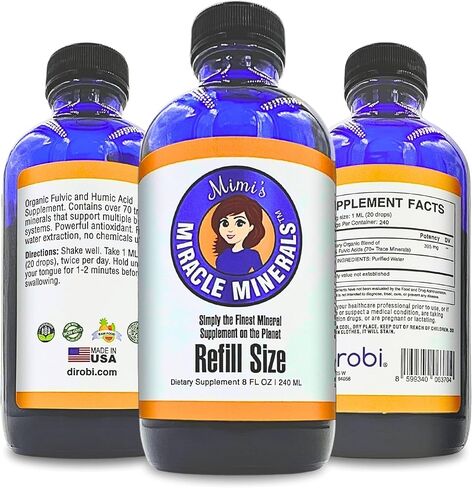 Dirobi Mimi's Minerals Minerals Fulvic Acid حامض الدبث - ملحق قطرات مزيج المعادن ، المعادن النزرة السائلة 70 المعادن الأيونية - النبات العضوي المشتق (4 أوقية 120 يوم) ... in Kuwait