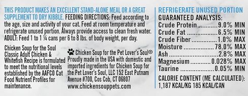 Chicken Soup for The Soul Classic Wet Cat Food - Chicken & Whitefish Recipe Pate, 5.5 Ounce Can (Pack of 24) in Kuwait