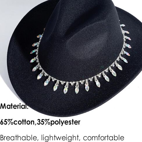 Women Rhinestone Cowboy Hat Wide Brim Felt Cowgirl Hats Shiny Party Wedding Hat in Saudi Arabia