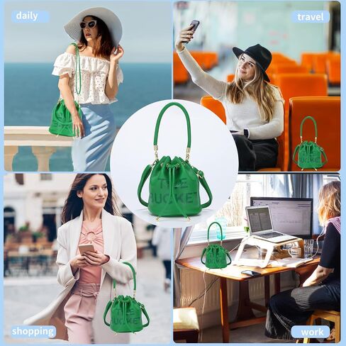JQAliMOVV Mini Leather Bucket Bags for Women Drawstring Bucket Purse Crossbody Handbags Hobo Bag in Saudi Arabia