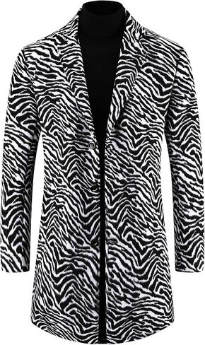 Lars Amadeus Animal Printed Trench Coat for Men's Notched Lapel Classic Vintage Winter Overcoats in Saudi Arabia