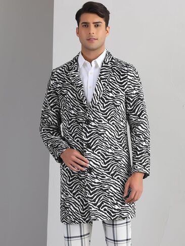 Lars Amadeus Animal Printed Trench Coat for Men's Notched Lapel Classic Vintage Winter Overcoats in Saudi Arabia
