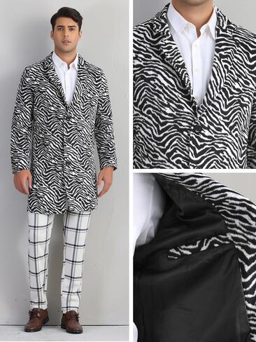 Lars Amadeus Animal Printed Trench Coat for Men's Notched Lapel Classic Vintage Winter Overcoats in Saudi Arabia