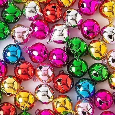 100pcs Multicolored Mini Bell,Small Bells Jingle Bell Tinkle Bell for Christmas Decoration Christmas DIY Accessories 6mm,Craft Bells Craft Supplies in Saudi Arabia