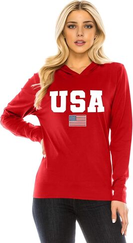 American Flag Hoodie for Women: 4th of July Shirts Patriotic Long Sleeve Memoria Day Hoodie Pullover Tops in Saudi Arabia