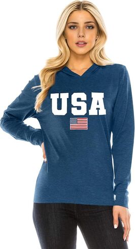 American Flag Hoodie for Women: 4th of July Shirts Patriotic Long Sleeve Memoria Day Hoodie Pullover Tops in Saudi Arabia