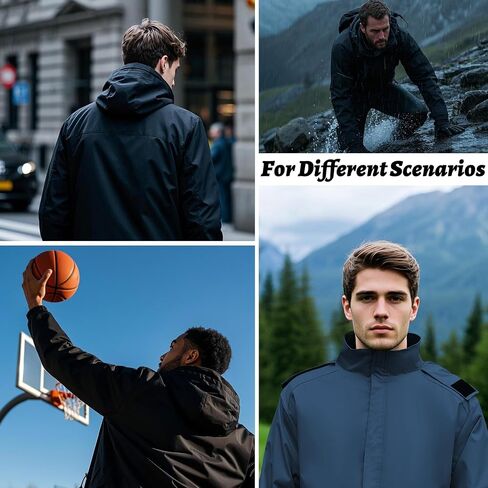 Zando Mens Rain Jacket مقاومة للماء مع سترة رياضية محرك in Saudi Arabia