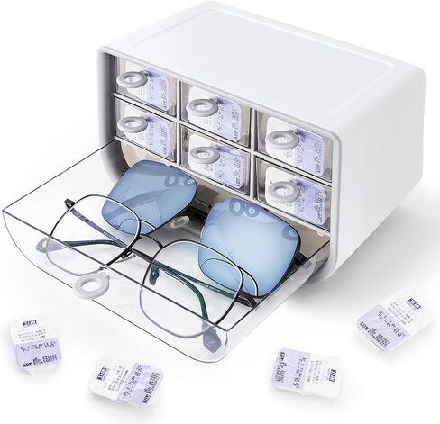 P-100 daily contact lens organizer, Disposable Contact Lens Dispenser, Cute storage Box for All Brands Daily Lens (Gray). in Kuwait
