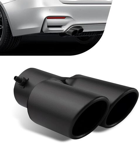 Dual Exhaust Tip, 2.5" Inlet 2.4" Outlet Stright Dual Exhaust TailPipe Tip For 2.5" Outside Tailpipe, Muffler Exhaust with Screw, Universal Exhaust Pipe Modification for Most Cars (Black) in Kuwait