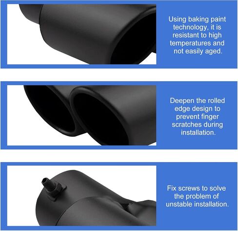 Dual Exhaust Tip, 2.5" Inlet 2.4" Outlet Stright Dual Exhaust TailPipe Tip For 2.5" Outside Tailpipe, Muffler Exhaust with Screw, Universal Exhaust Pipe Modification for Most Cars (Black) in Kuwait