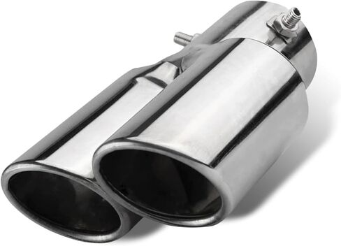 Dual Exhaust Tip, 2.5" Inlet 2.4" Outlet Stright Dual Exhaust TailPipe Tip For 2.5" Outside Tailpipe, Muffler Exhaust with Screw, Universal Exhaust Pipe Modification for Most Cars (Black) in Kuwait