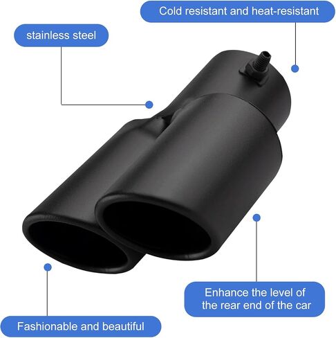 Dual Exhaust Tip, 2.5" Inlet 2.4" Outlet Stright Dual Exhaust TailPipe Tip For 2.5" Outside Tailpipe, Muffler Exhaust with Screw, Universal Exhaust Pipe Modification for Most Cars (Black) in Kuwait