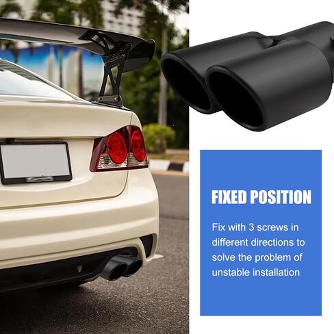 Dual Exhaust Tip, 2.5" Inlet 2.4" Outlet Stright Dual Exhaust TailPipe Tip For 2.5" Outside Tailpipe, Muffler Exhaust with Screw, Universal Exhaust Pipe Modification for Most Cars (Black) in Kuwait
