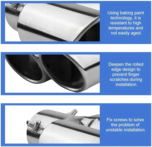 Dual Exhaust Tip, 2.5" Inlet 2.4" Outlet Stright Dual Exhaust TailPipe Tip For 2.5" Outside Tailpipe, Muffler Exhaust with Screw, Universal Exhaust Pipe Modification for Most Cars (Black) in Kuwait