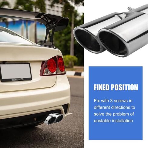 Dual Exhaust Tip, 2.5" Inlet 2.4" Outlet Stright Dual Exhaust TailPipe Tip For 2.5" Outside Tailpipe, Muffler Exhaust with Screw, Universal Exhaust Pipe Modification for Most Cars (Black) in Kuwait