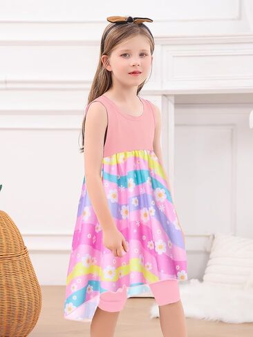 Vieille Toddler Girls Dresses 2Pcs Sleeveless Sundress with Shorts Set Girl Summer Outfits 2-6 Years in Saudi Arabia