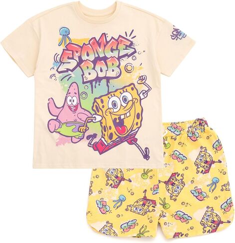 Thirt Spongebob Squarepants Girls Thirt و French Terry Shorts مجموعة Toddler لأحجام Big Kid (2T-18-20) in Saudi Arabia