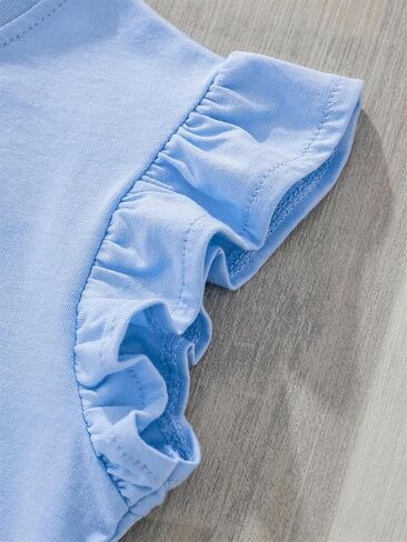 LitBud Toddler Girls Summer Outfits Clothing Sets Top and Shorts 2 piece Short Sleeve Clothes for Kid Age 1-7 Years in Kuwait